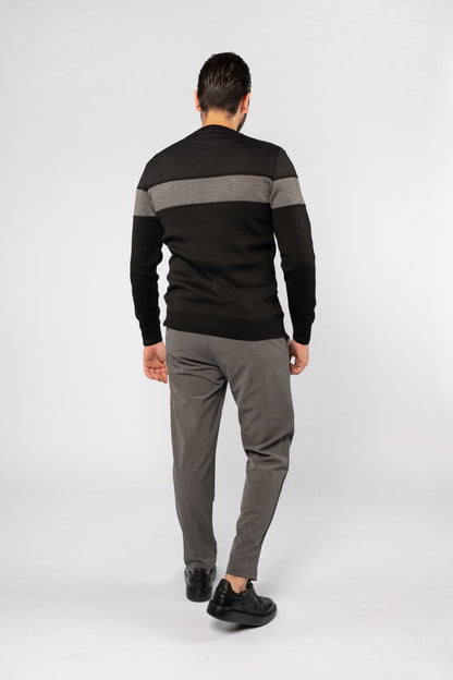 BLACK CASUAL KNITTED SWEATER