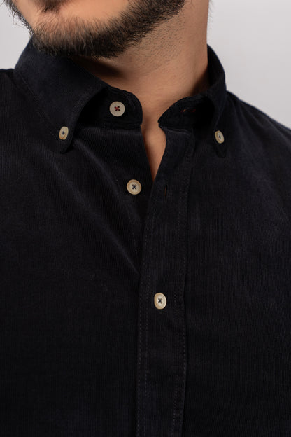 NAVY ELEGANCE VELVET SHIRT