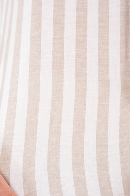 BEIGE LINED LINEN SHIRT