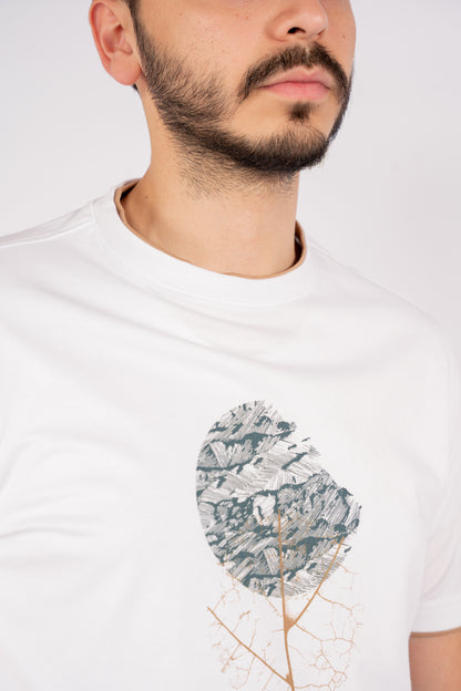 WHITE DOUBLE NECKLINE MERCERIZED TSHIRT