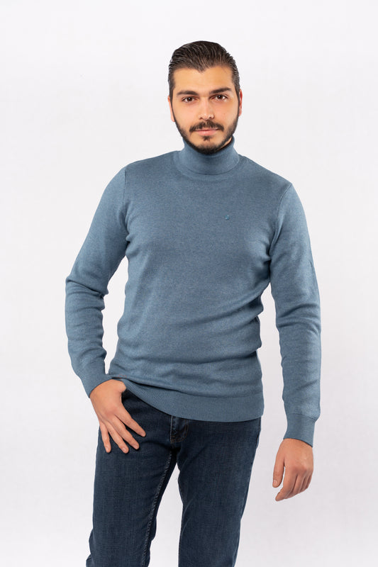 BLUE TURTLENECK SWEATER