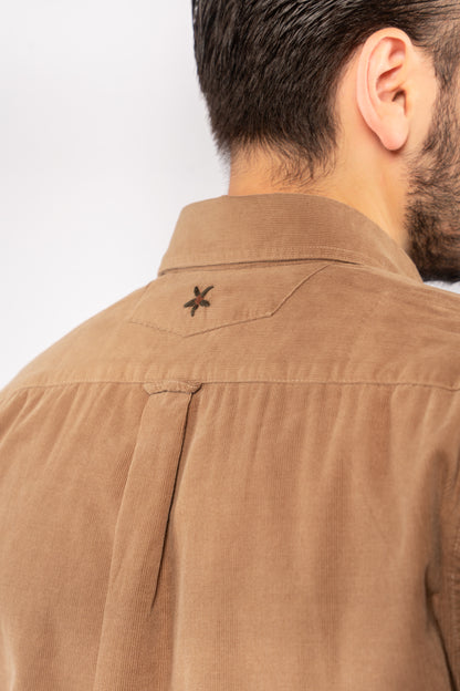DARK BEIGE ELEGANCE VELVET SHIRT
