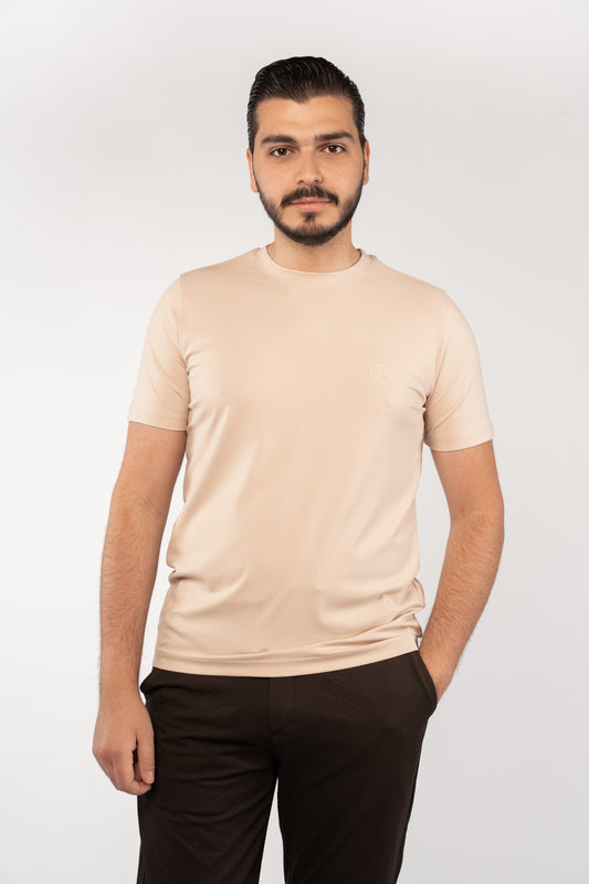 BEIGE CASUAL RAYON TSHIRT