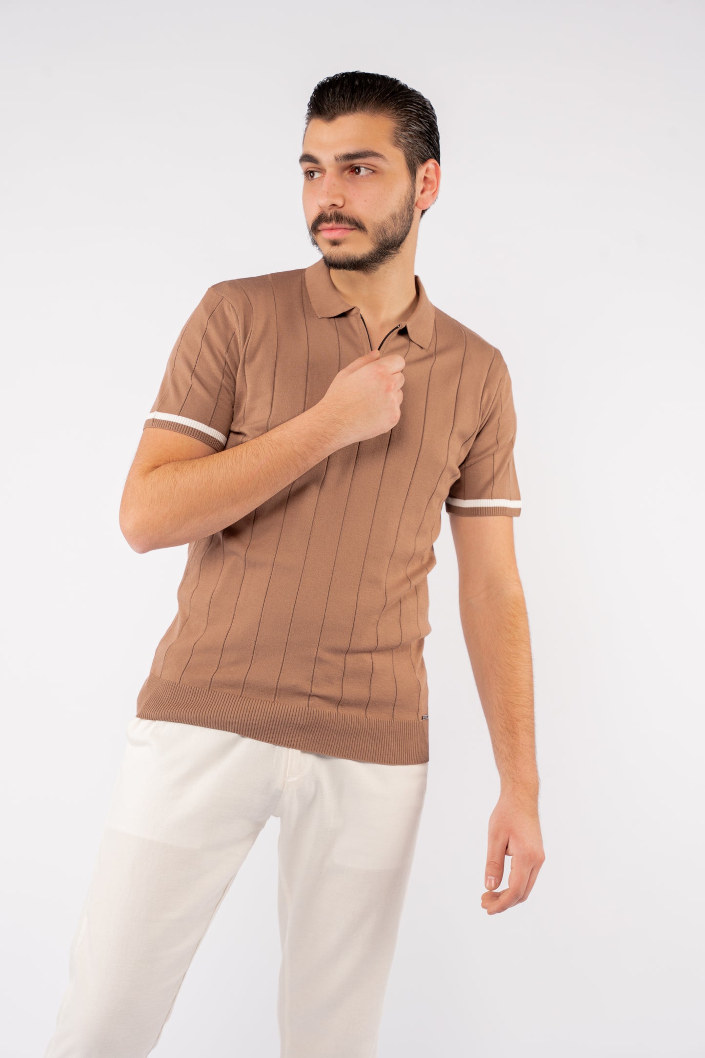 LINED MOCHA ZIPPER POLO