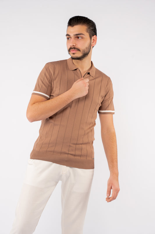 LINED MOCHA ZIPPER POLO