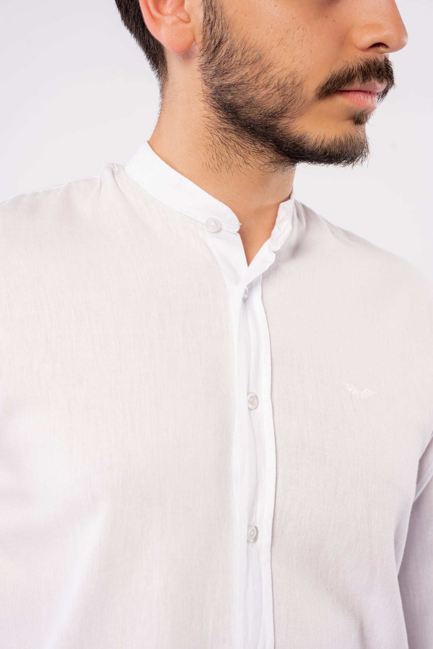 WHITE CHINESE LINEN SHIRT