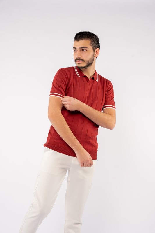 VNECK BURGUNDY POLO
