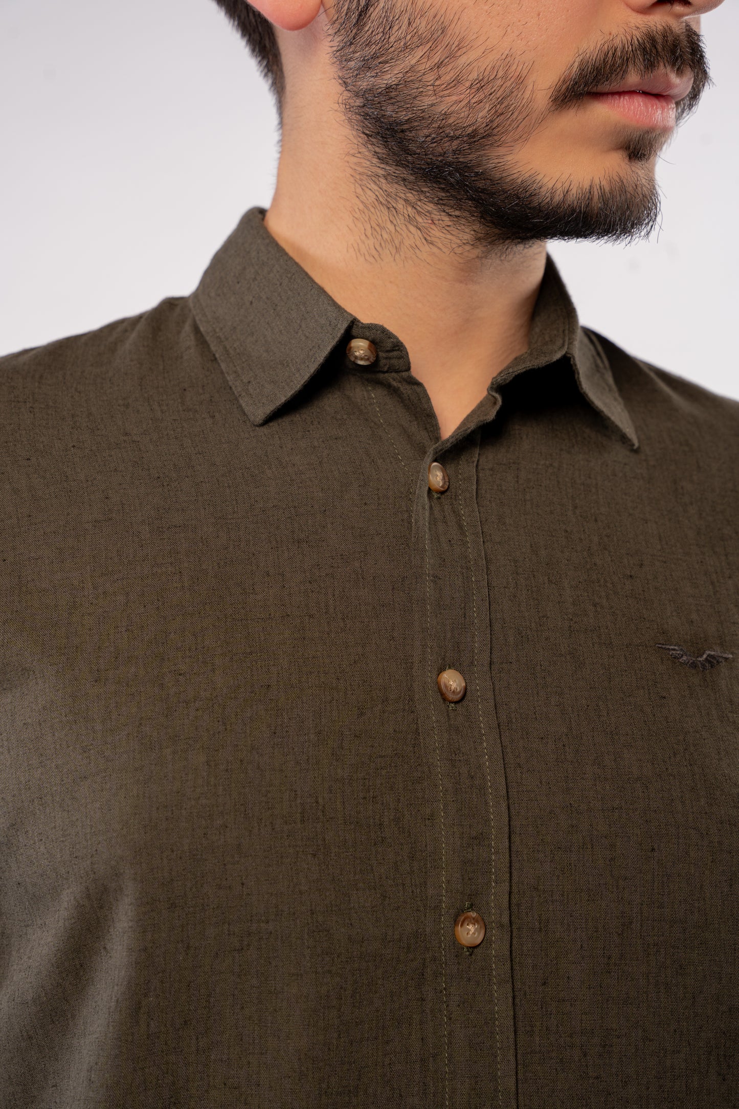 DARK OLIVE LINEN SHIRT
