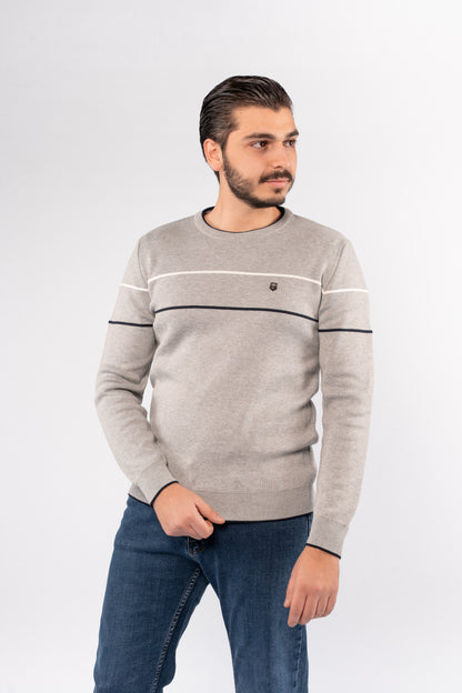 GREY NAVY LINE SWEATER
