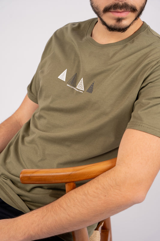 OLIVE TRIANGLES TSHIRT