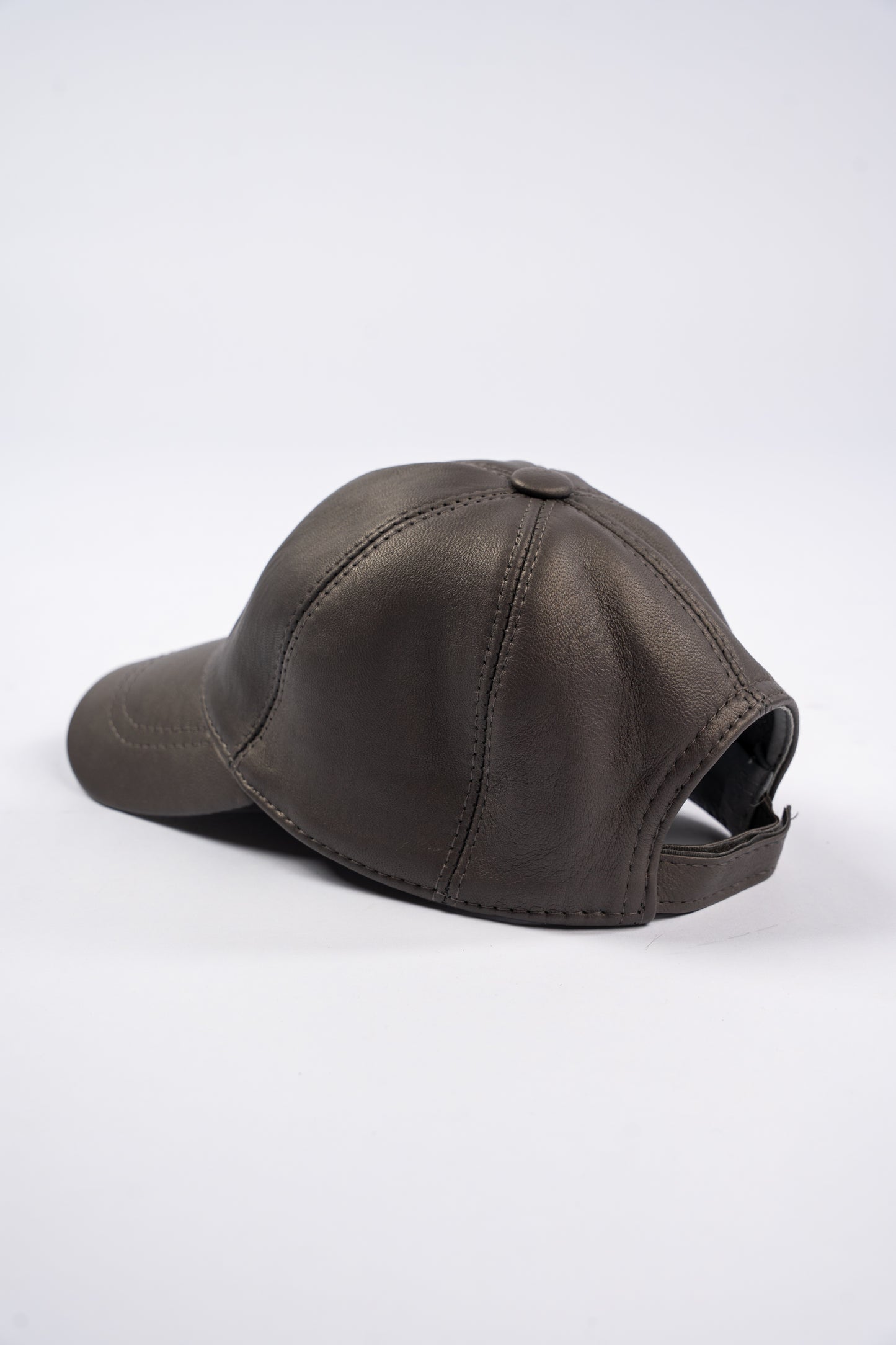 DARK GREY LEATHER CAP