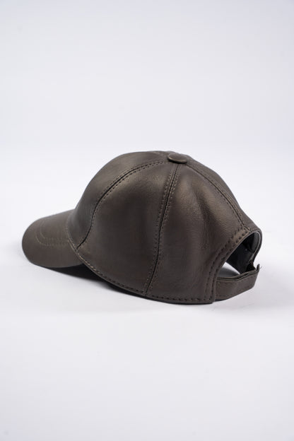 DARK GREY LEATHER CAP
