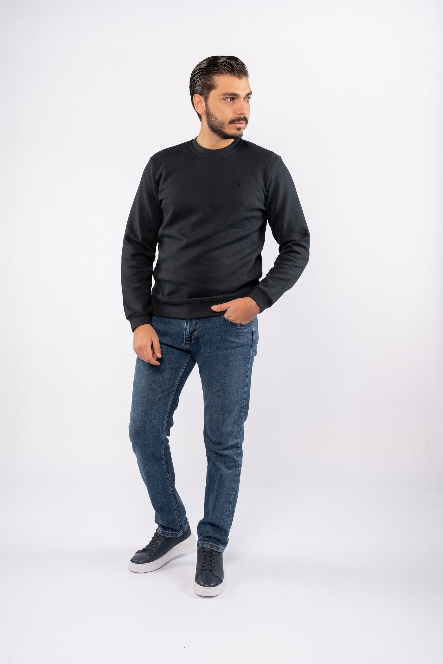 NAVY ELEGANCE PIQUET SWEATER