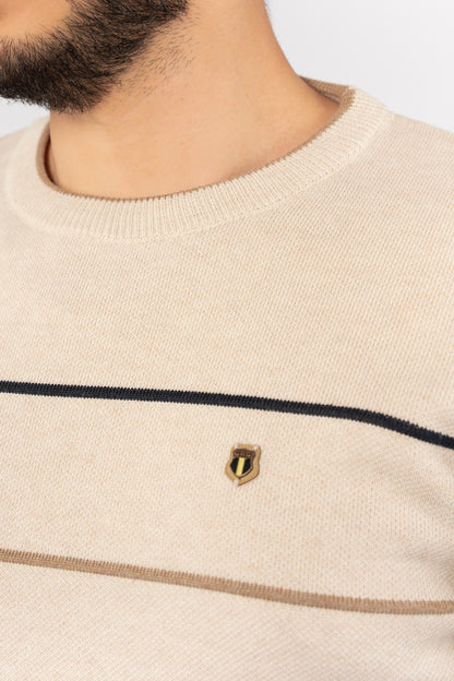 BEIGE-DARK BEIGE LINE SWEATER