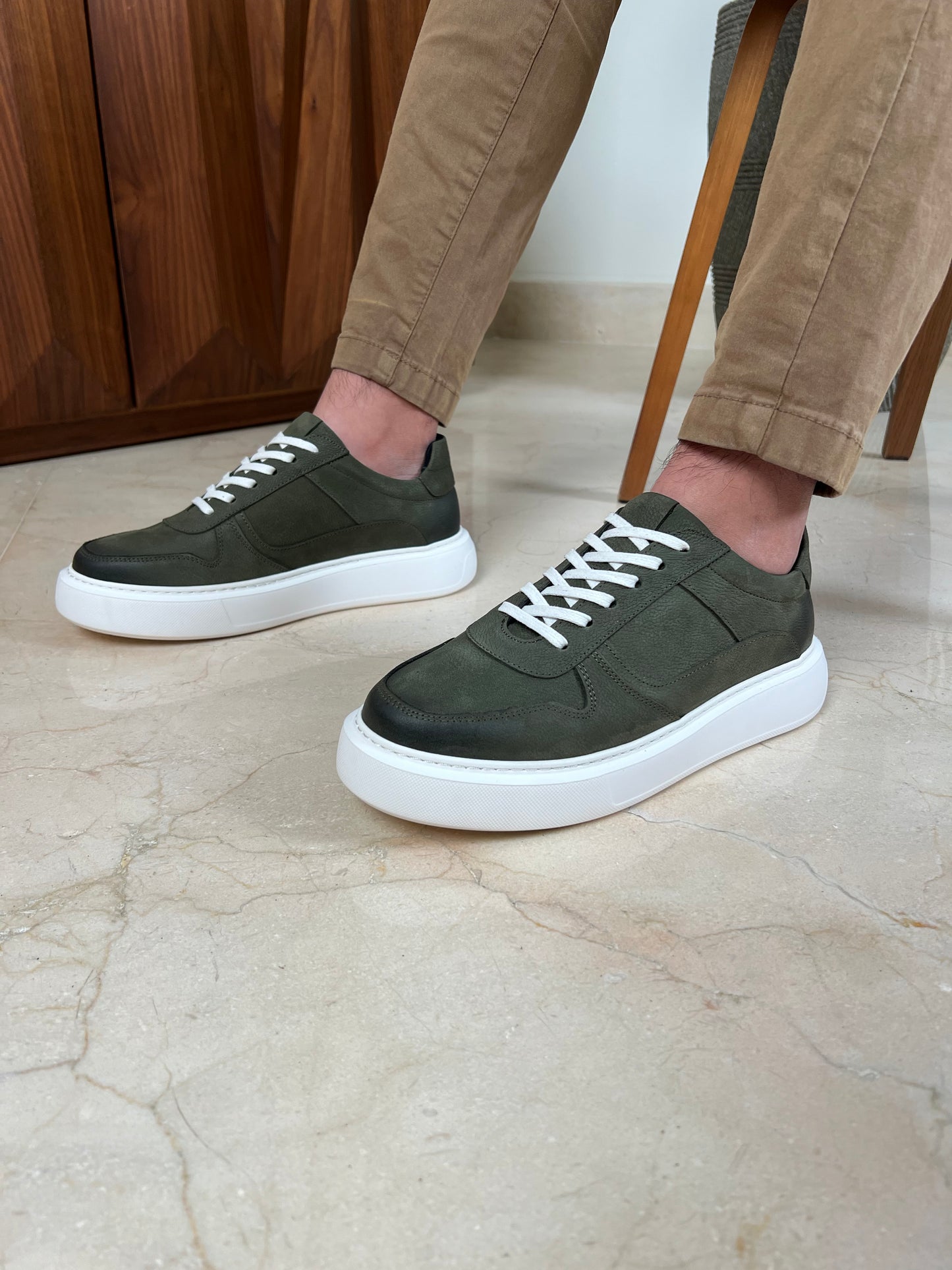 OLIVE HIGH SOLE SNEAKER