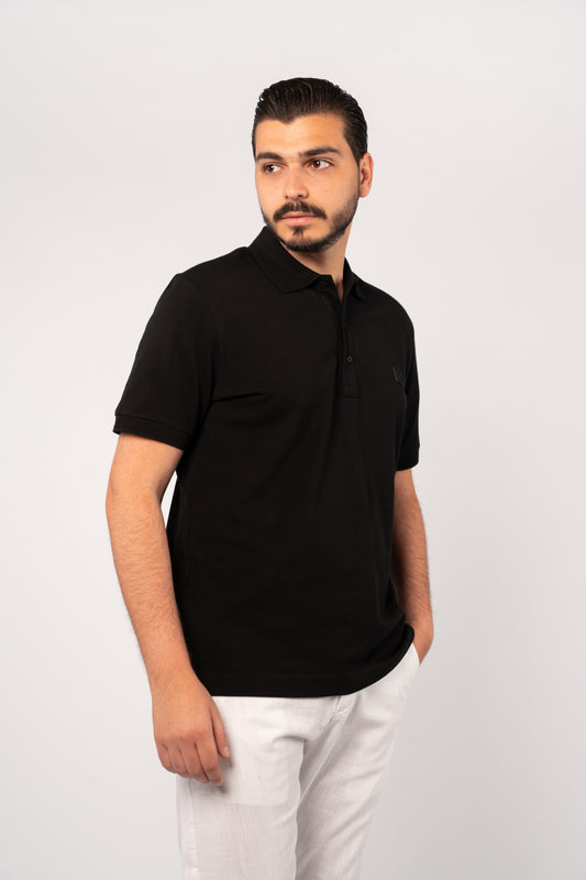 BLACK CASUAL BUTTON POLO
