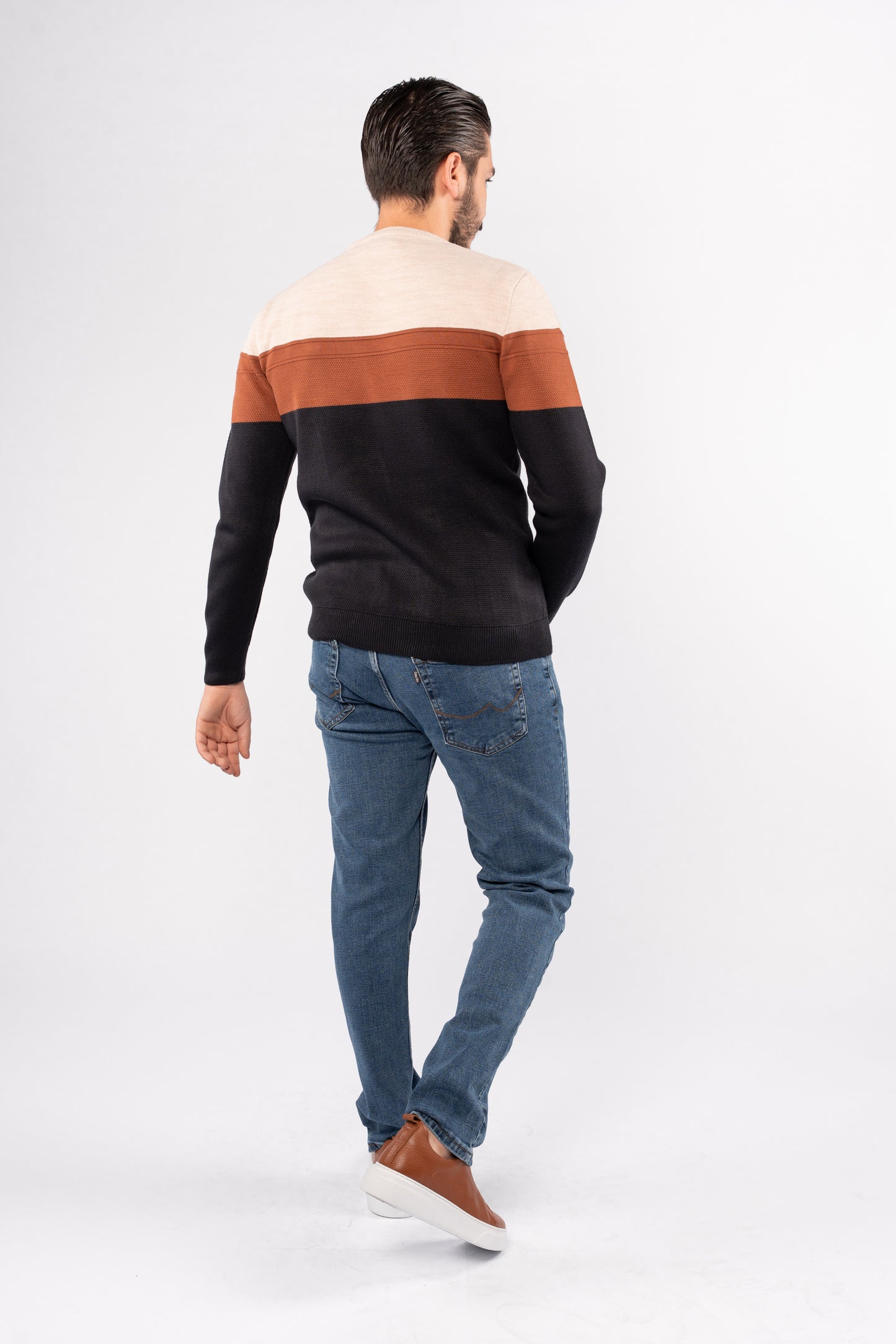 NAVY URBAN TRICOLOR SWEATER
