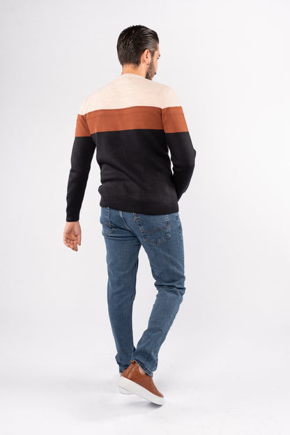 NAVY URBAN TRICOLOR SWEATER