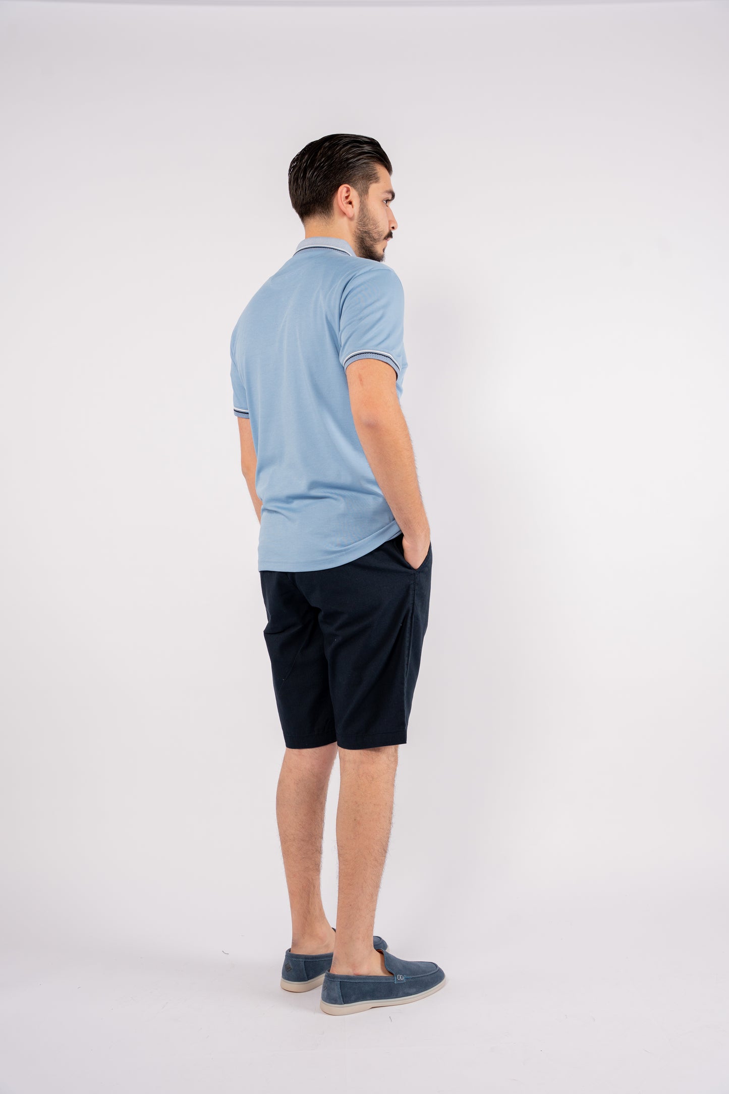 BLUE MIXED COLLAR POLO