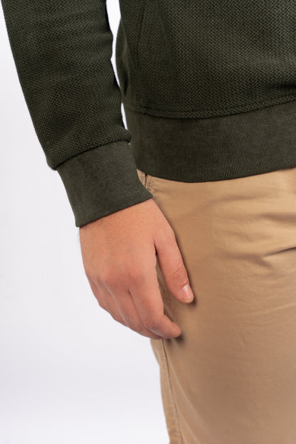 OLIVE HIGHNECK ZIPPER SWEATER