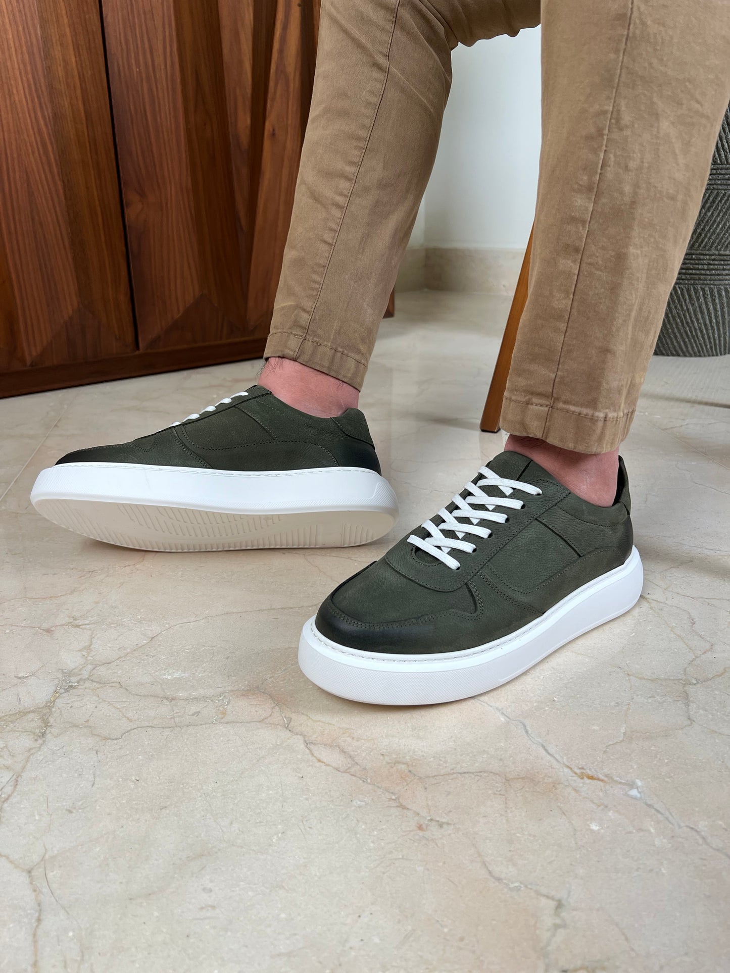 OLIVE HIGH SOLE SNEAKER