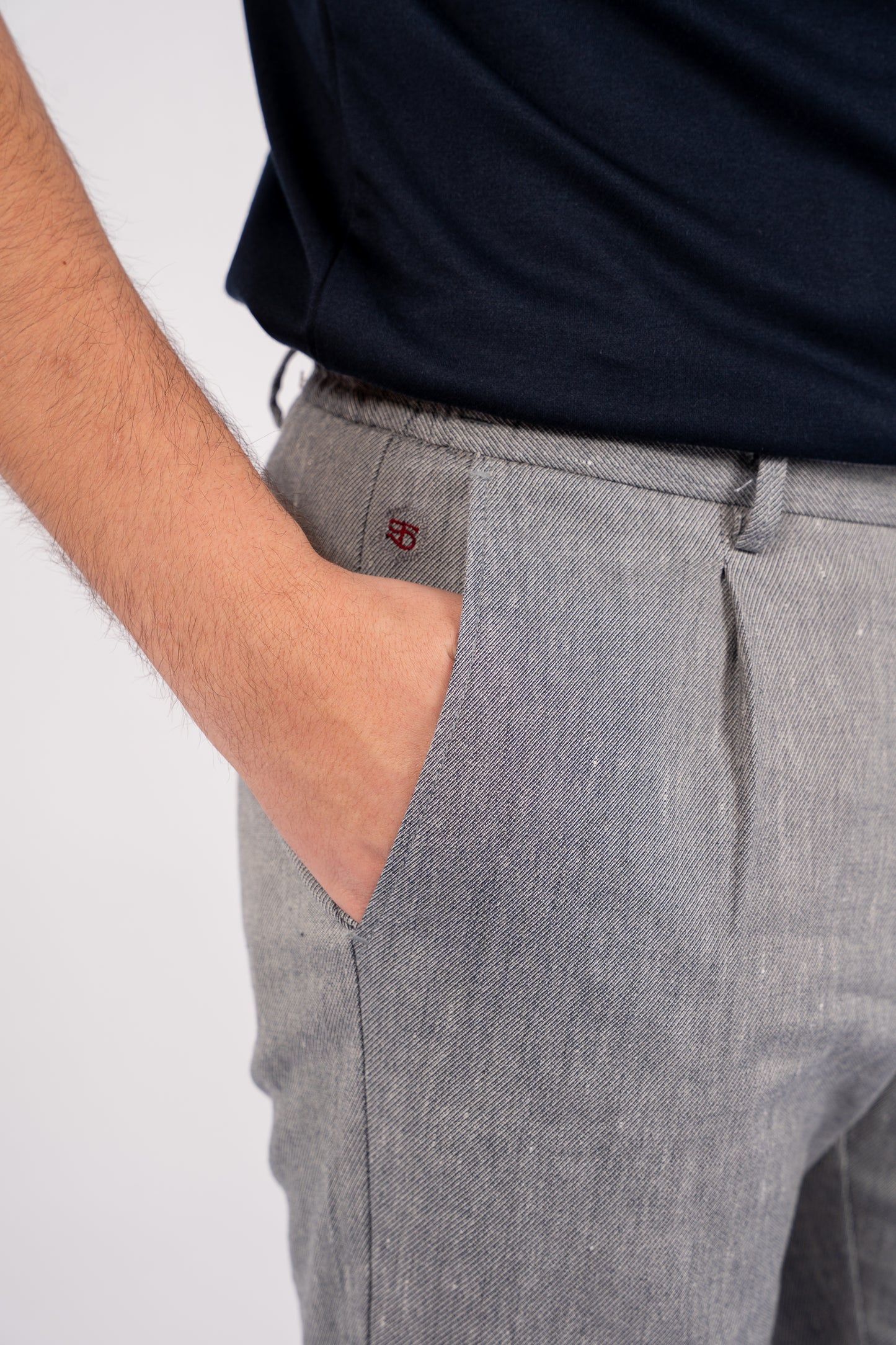 NAVY SEMI LINEN TROUSERS