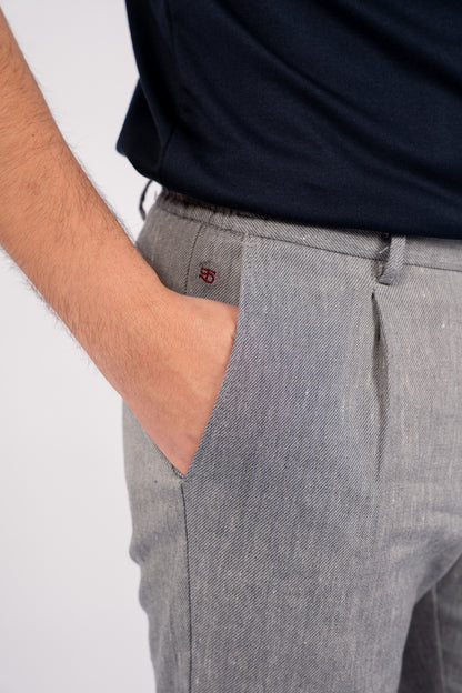 NAVY SEMI LINEN TROUSERS