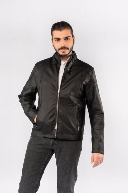 BLACK CASUAL LEATHER JACKET