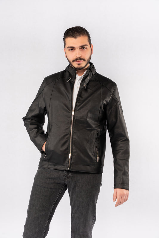 BLACK CASUAL LEATHER JACKET