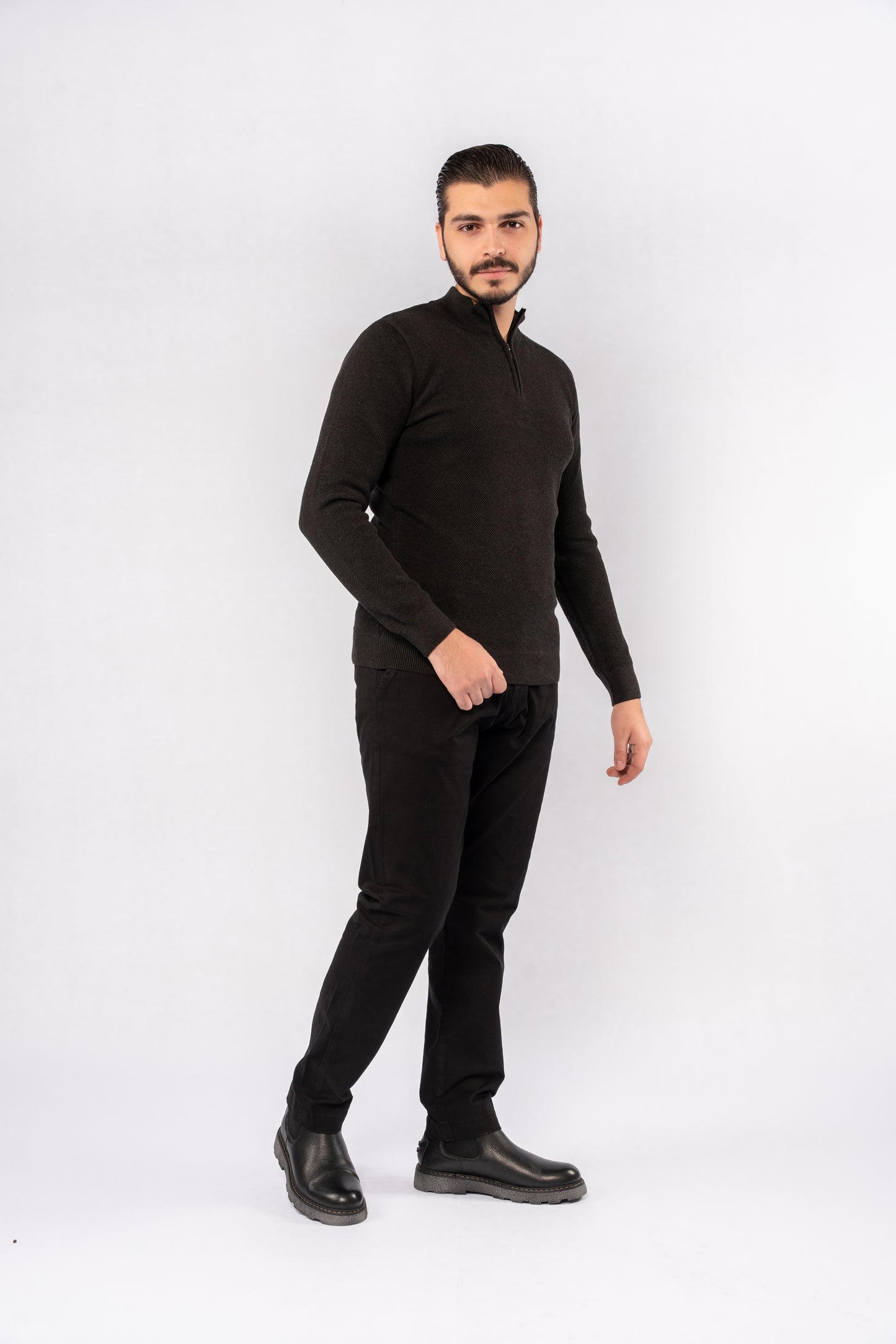 DARK GREY HIGHNECK ZIPPER