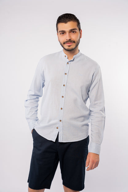 BLUE CHINESE LINEN SHIRT