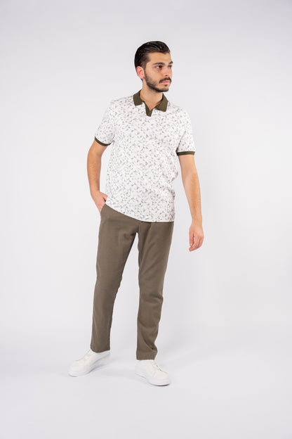 OLIVE GEOMETRICAL POLO