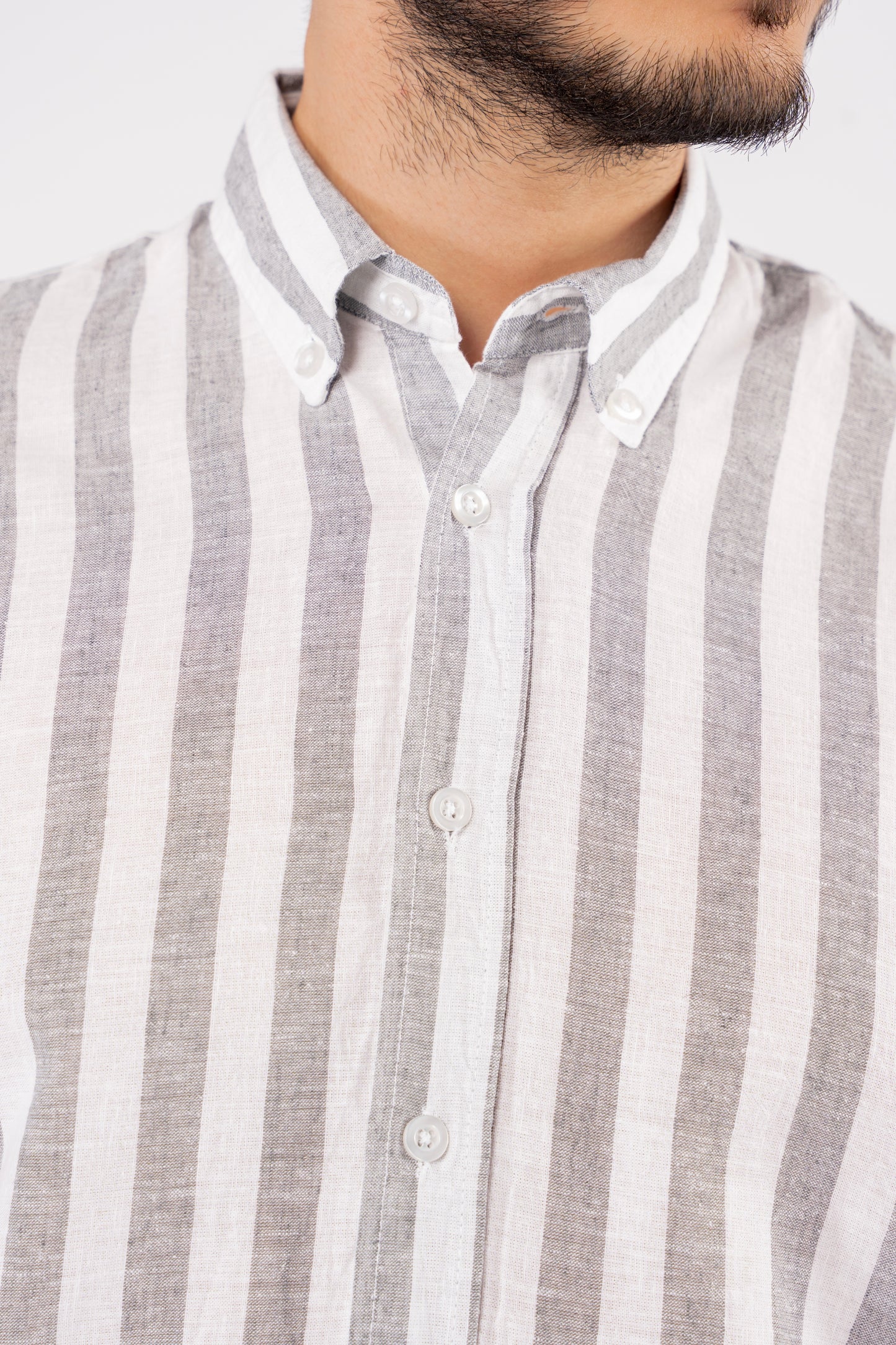 GREY LINED LINEN SHIRT