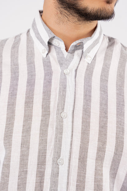 GREY LINED LINEN SHIRT