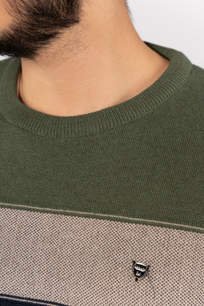 NAVY TRIO COLOR SWEATER