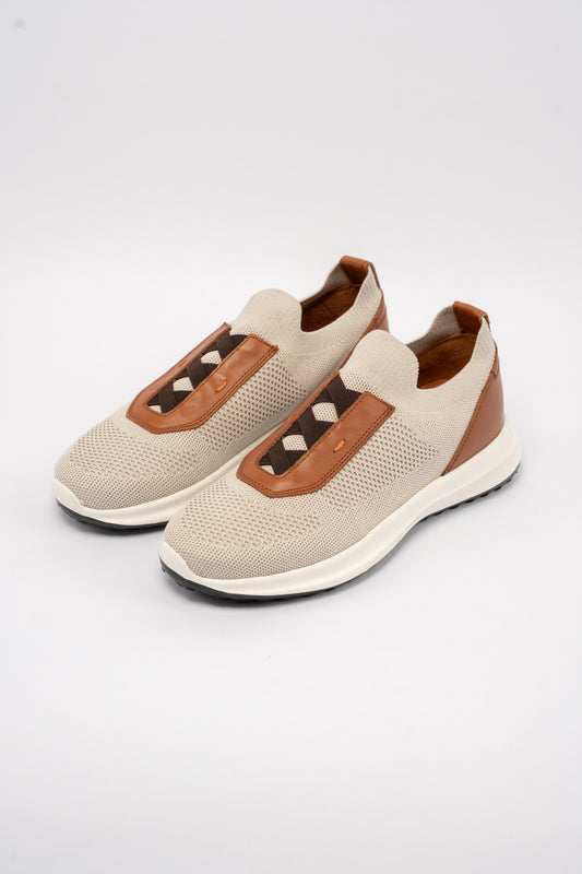 BEIGE CASUAL ELASTIC SNEAKER