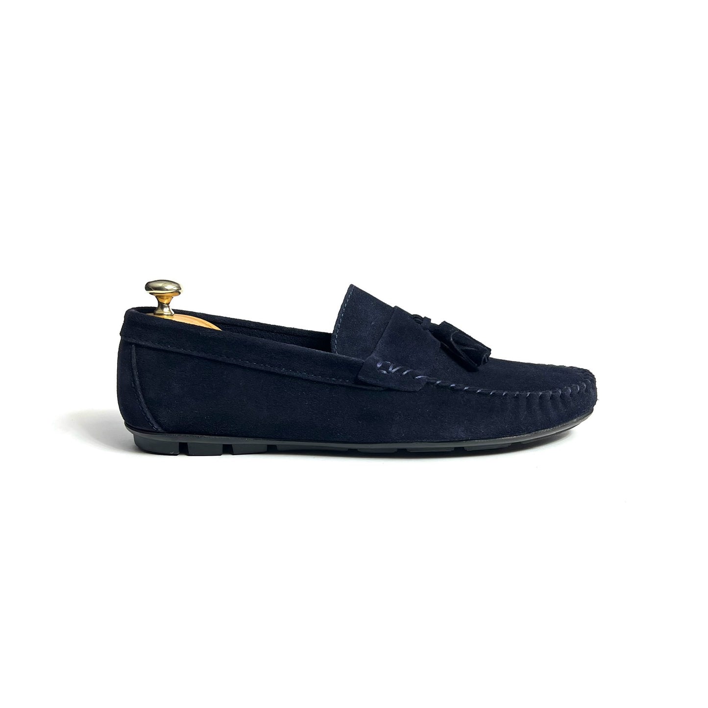 Navy Suede Tassels Moccasin