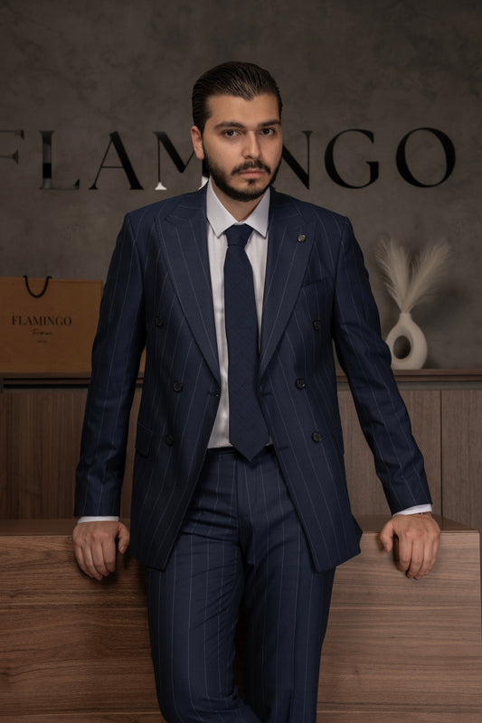 NAVY LINED DOBETTI SUIT