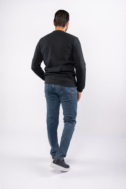 NAVY ELEGANCE PIQUET SWEATER