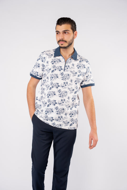 NAVY PATTERNED POLO
