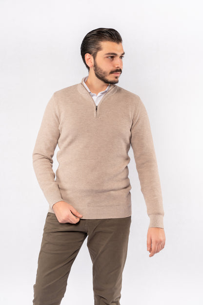 BEIGE HIGHNECK ZIPPER
