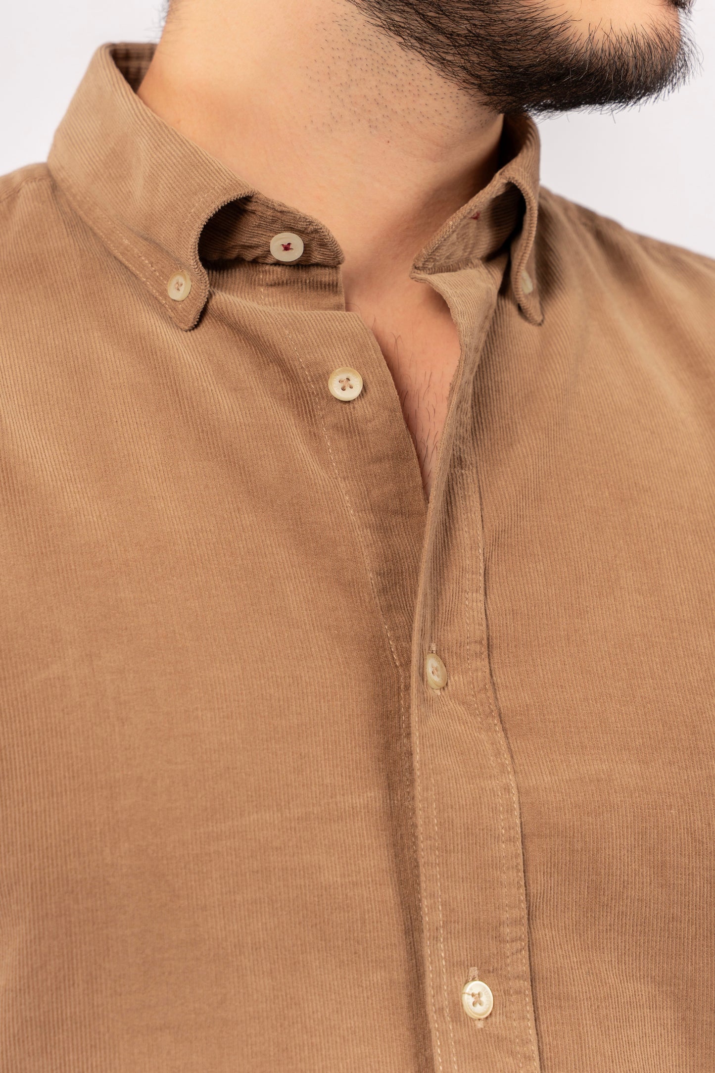 DARK BEIGE ELEGANCE VELVET SHIRT