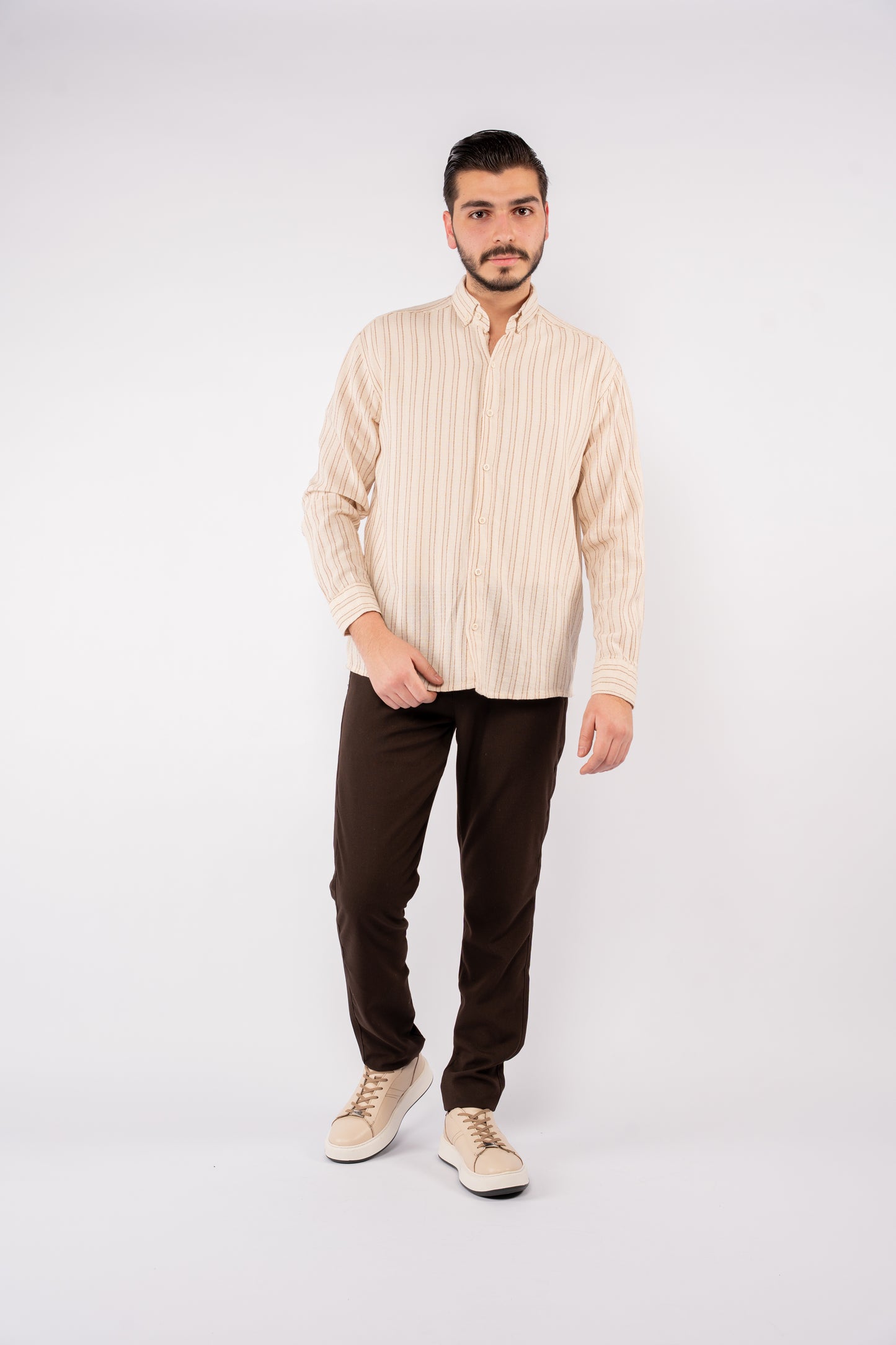 BEIGE LINED SHIRT