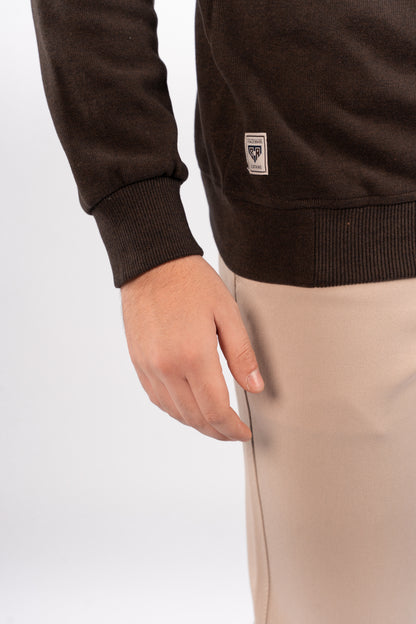 BROWN SELANIK ROUNDNECK SWEATER