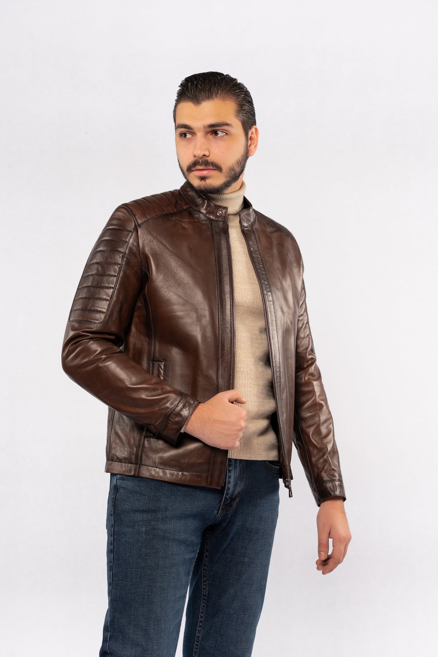 BROWN GENUINE LEATHER JACKET