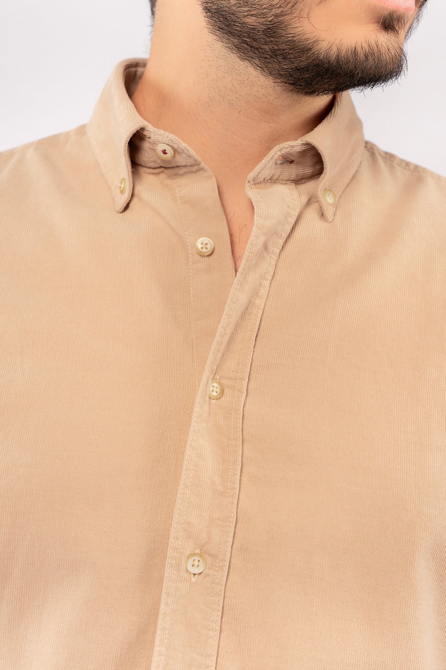 BEIGE ELEGANCE VELVET SHIRT