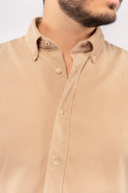 BEIGE ELEGANCE VELVET SHIRT