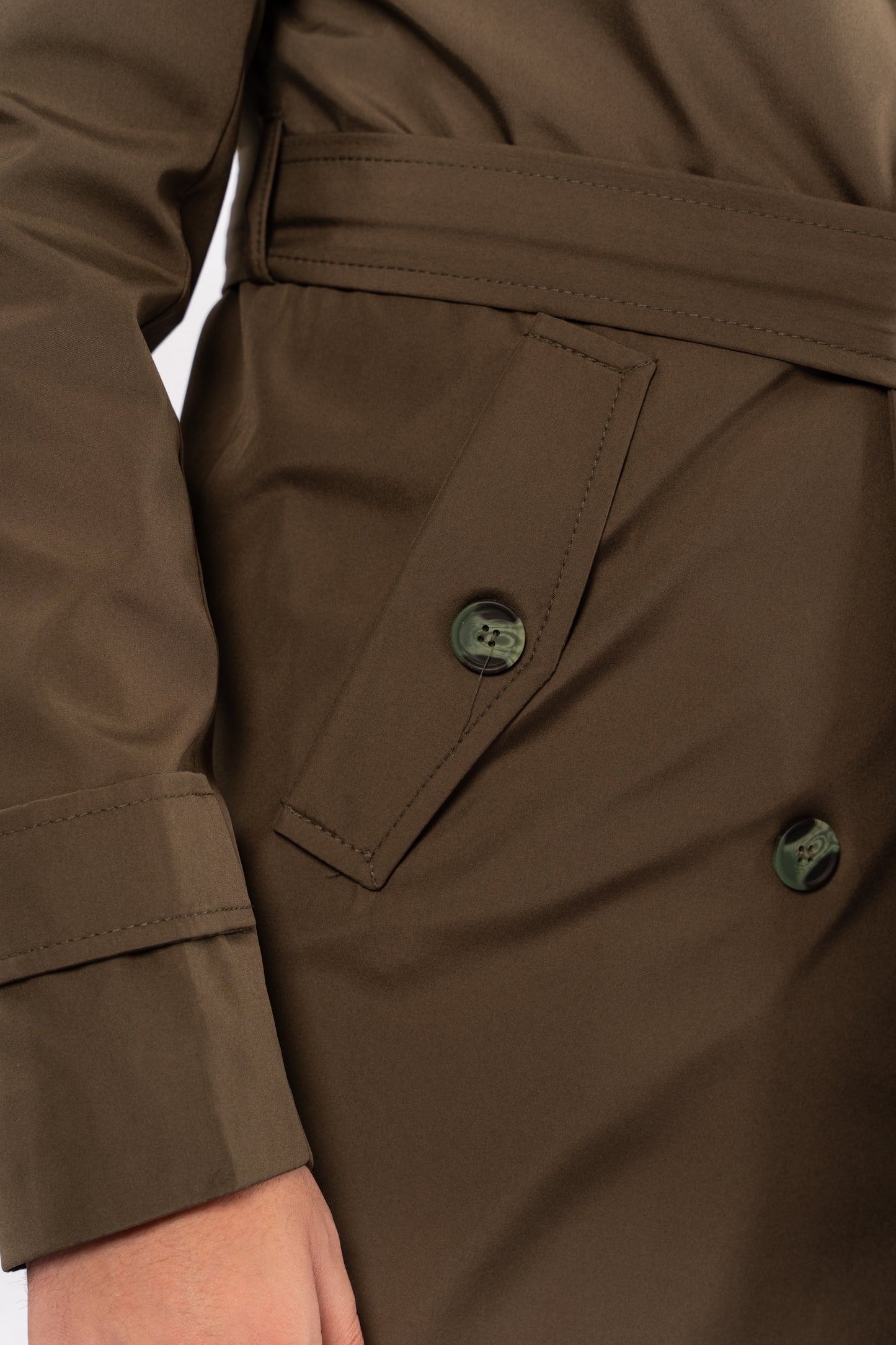 OLIVE ELEGANCE TRENCH COAT