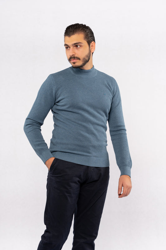 BLUE HIGHNECK SWEATER