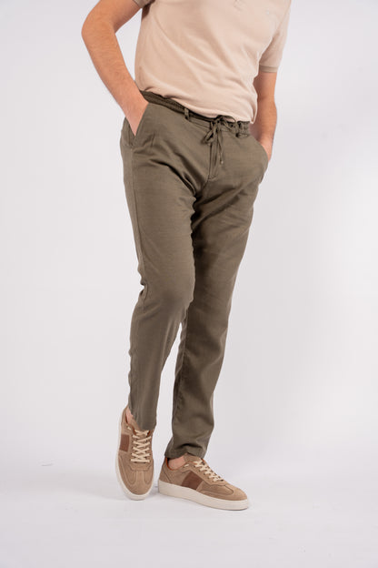 OLIVE LINEN TROUSERS